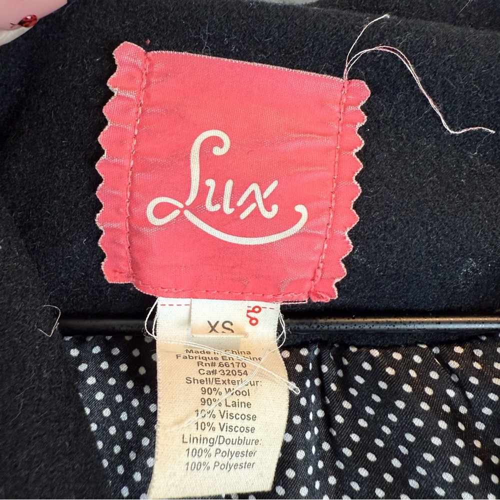 Lux Black Wool Blend Double Breasted Hooded Coat XS - Picture 2 of 12